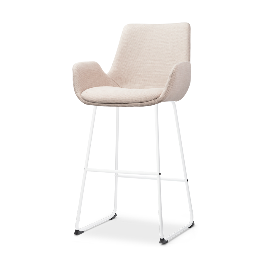 Nino-Eef barkruk beige - wit onderstel - 75 cm Nino-Eef barkruk beige - wit onderstel - 75 cm afbeelding 1