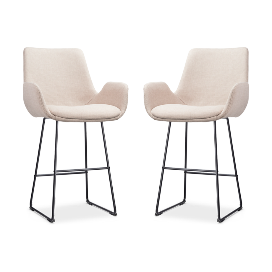 Nino-Eef barkruk beige - zwart onderstel - 65 cm - set van 2 Nino-Eef barkruk beige - zwart onderstel - 65 cm - set van 2 afbeelding 1