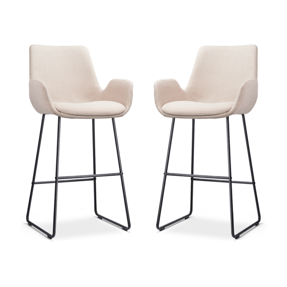 Nino-Eef barkruk beige - zwart onderstel - 75 cm - set van 2 Nino-Eef barkruk beige - zwart onderstel - 75 cm - set van 2 afbeelding 1