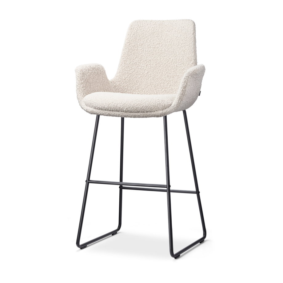 Nino-Eef barkruk bouclé beige - zwart onderstel - 65 cm Nino-Eef barkruk bouclé beige - zwart onderstel - 65 cm afbeelding 1