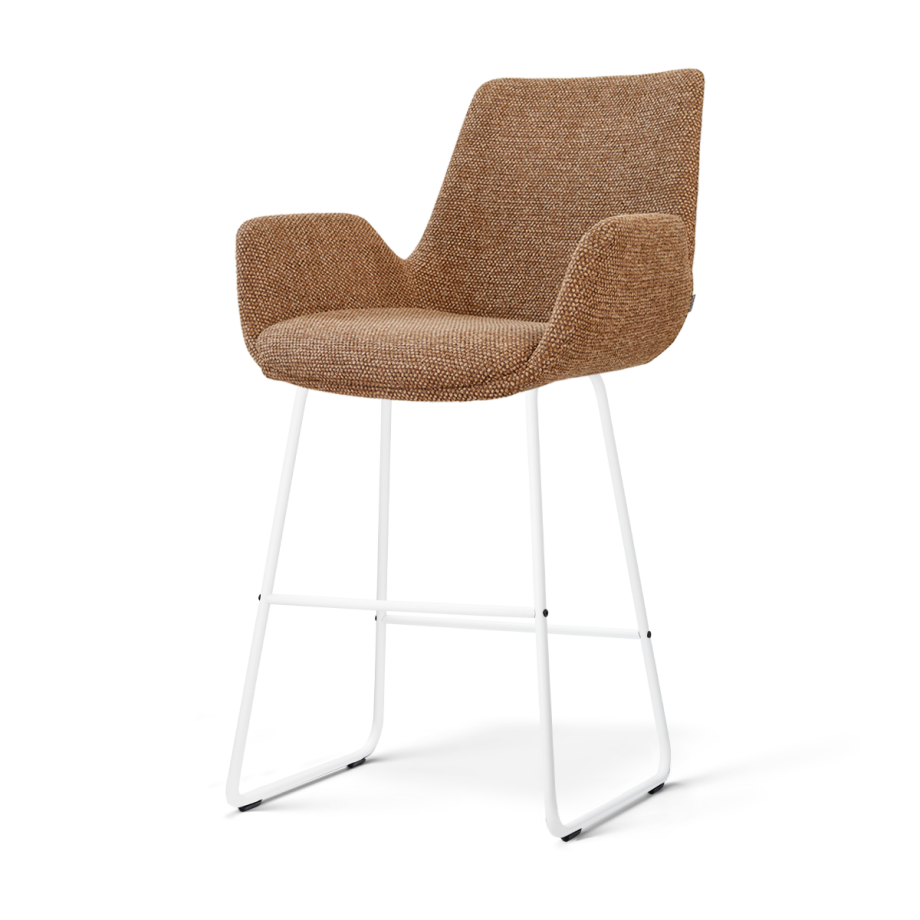 Nino-Eef barkruk bruin blend - wit onderstel - 65 cm afbeelding 1