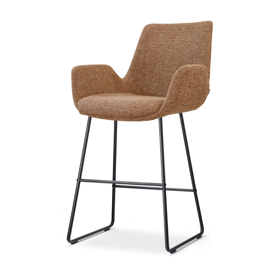 Nino-Eef barkruk bruin blend - zwart onderstel - 65 cm afbeelding 1