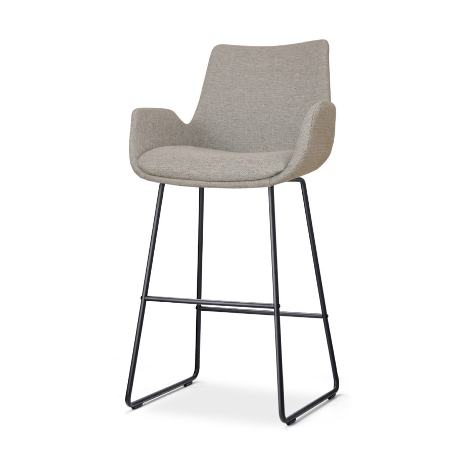 Nino-Eef barkruk warm grijs - zwart onderstel - 65 cm Nino-Eef barkruk warm grijs - zwart onderstel - 65 cm afbeelding 1