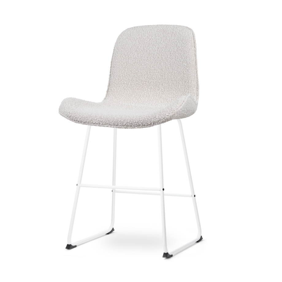 Nino-Fé barkruk bouclé beige - wit onderstel - 65 cm Nino-Fé barkruk bouclé beige - wit onderstel - 65 cm afbeelding 1