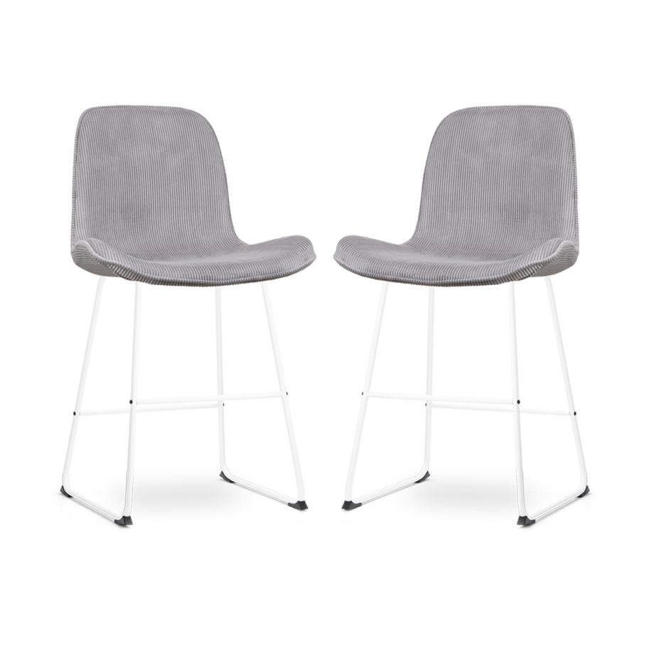 Nino-Fé barkruk rib warm grijs - wit onderstel - 65 cm - set van 2 Nino-Fé barkruk rib warm grijs - wit onderstel - 65 cm - set van 2 afbeelding 1