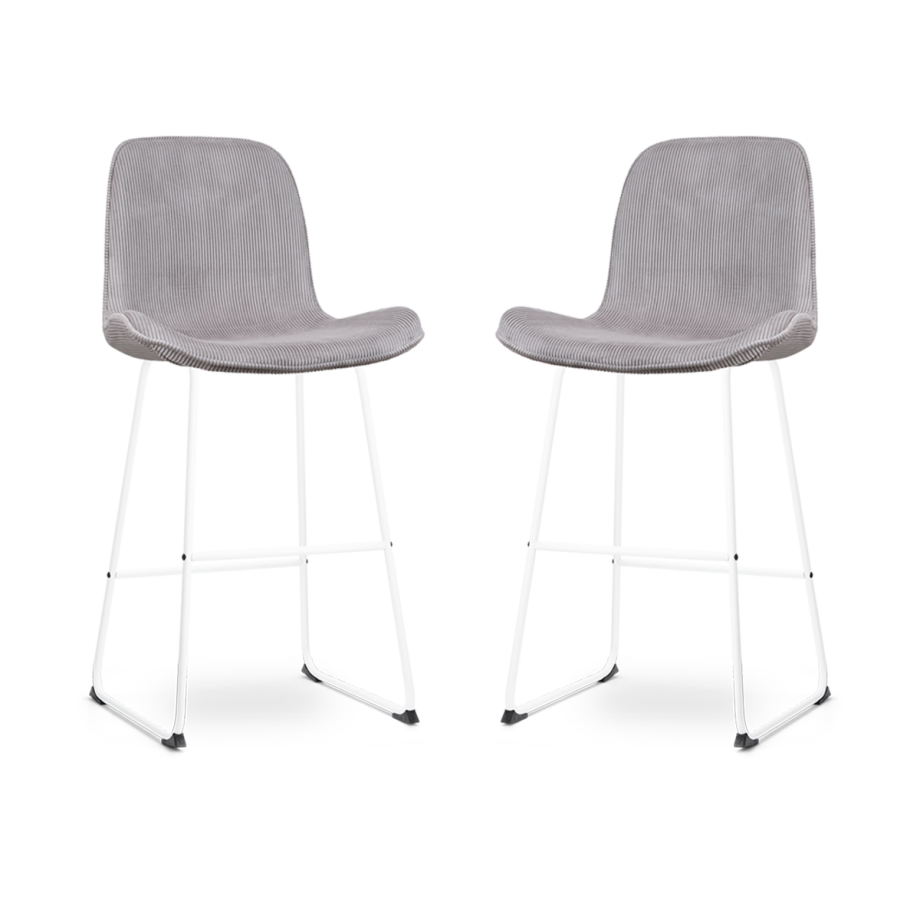 Nino-Fé barkruk rib warm grijs - wit onderstel - 75 cm - set van 2 Nino-Fé barkruk rib warm grijs - wit onderstel - 75 cm - set van 2 afbeelding 1