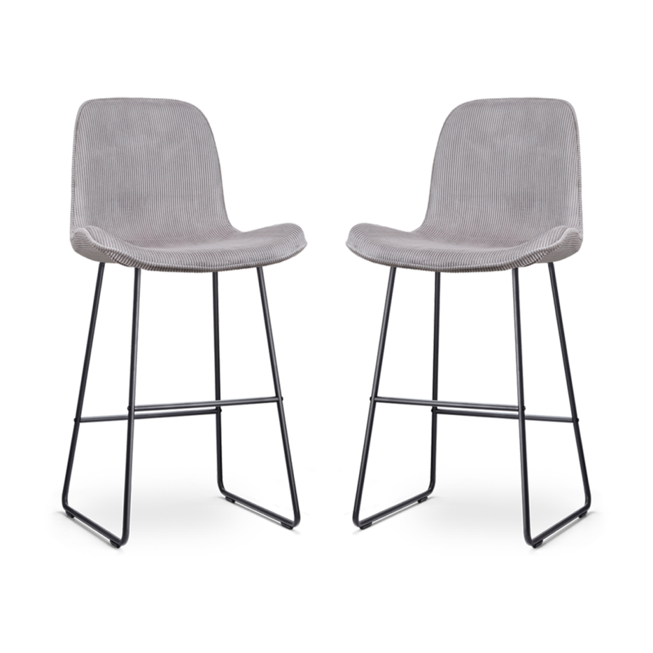 Nino-Fé barkruk rib warm grijs - zwart onderstel - 75 cm - set van 2 afbeelding 1