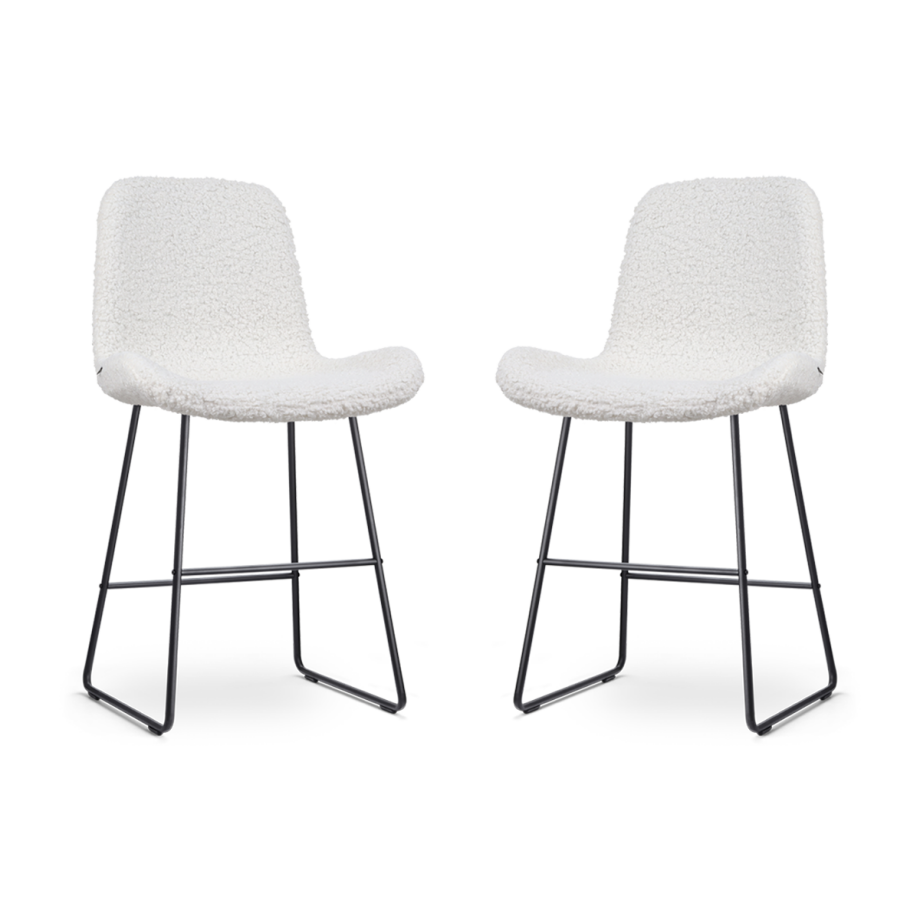 Nino-Fé barkruk teddy gebroken wit - zwart onderstel - 65 cm - set van 2 Nino-Fé barkruk teddy gebroken wit - zwart onderstel - 65 cm - set van 2 afbeelding 1