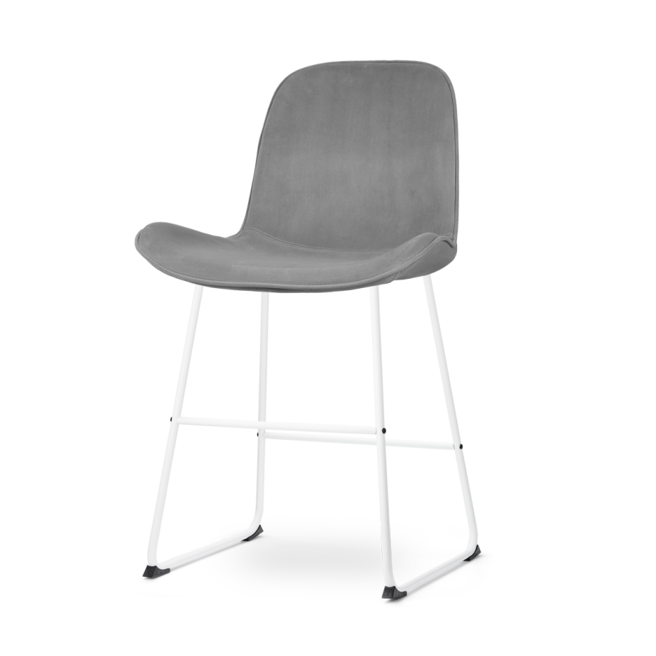 Nino-Fé barkruk velvet grijs - wit onderstel - 65 cm afbeelding 1