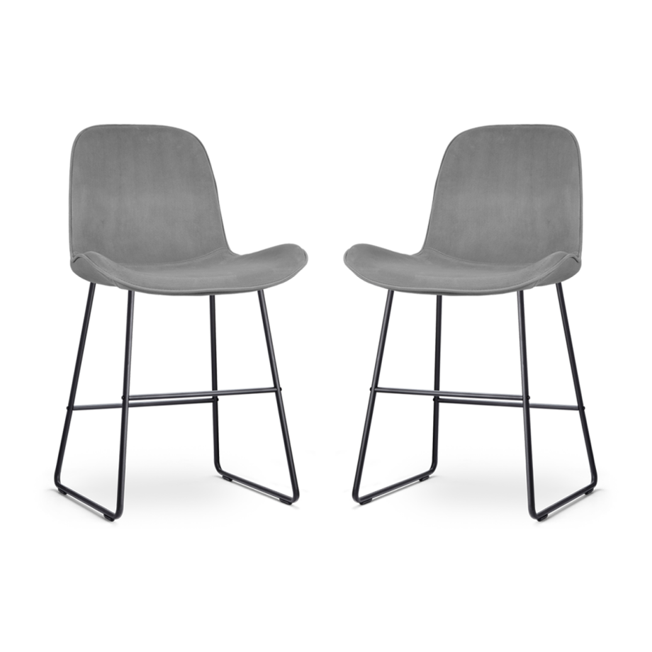 Nino-Fé barkruk velvet grijs - zwart onderstel - 65 cm - set van 2 Nino-Fé barkruk velvet grijs - zwart onderstel - 65 cm - set van 2 afbeelding 1