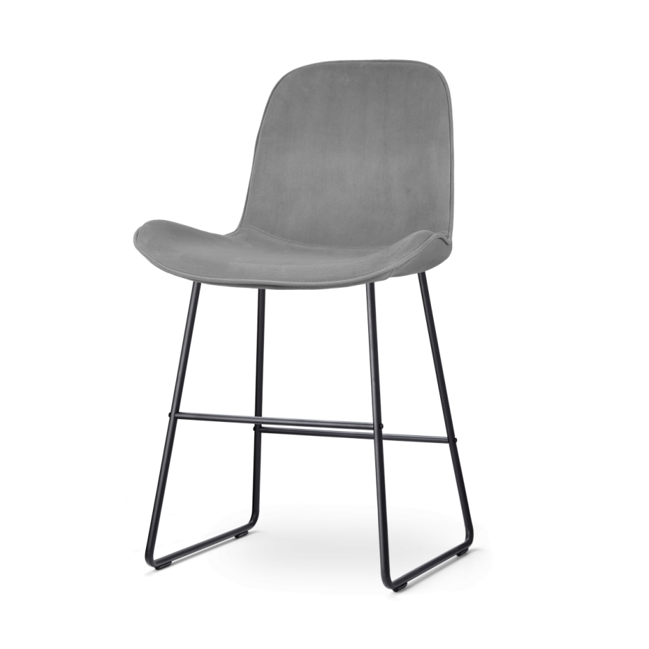 Nino-Fé barkruk velvet grijs - zwart onderstel - 65 cm afbeelding 1