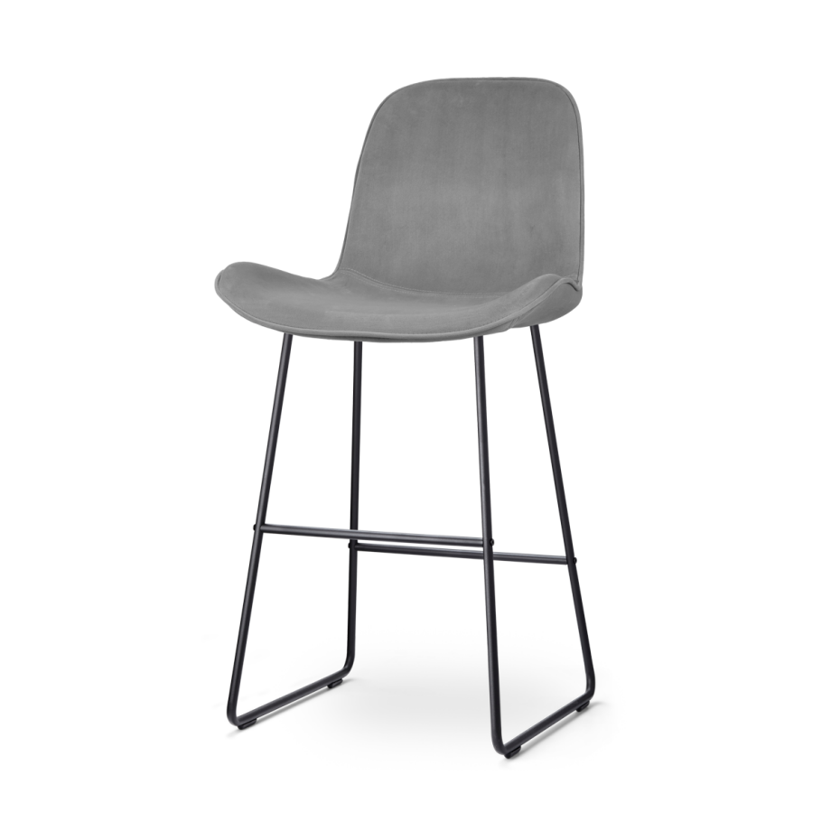 Nino-Fé barkruk velvet grijs - zwart onderstel - 75 cm afbeelding 1