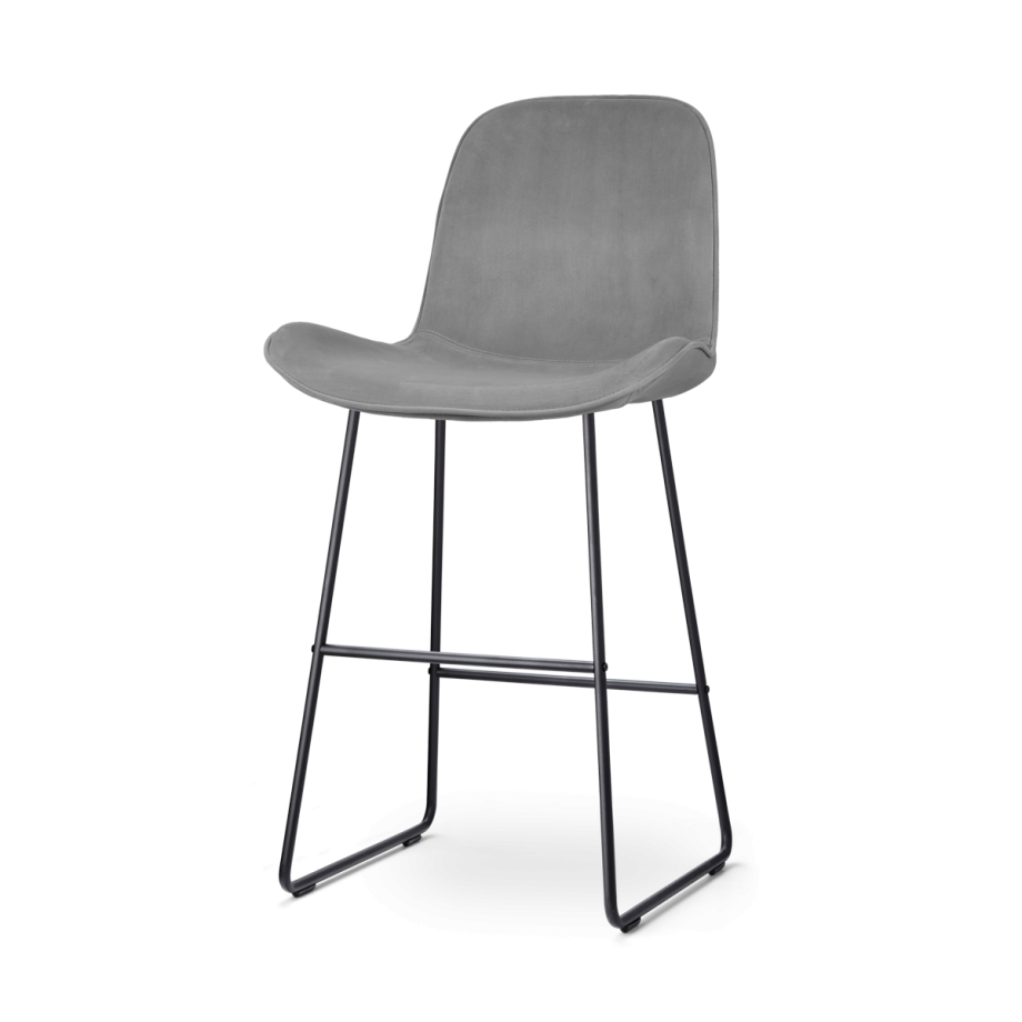 Nino-Fé barkruk velvet grijs - zwart onderstel - 75 cm afbeelding 1