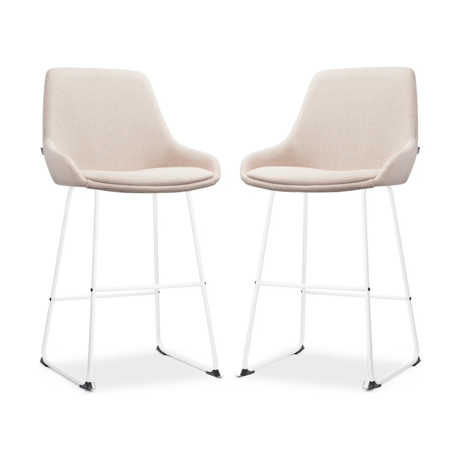 Nino-Isa barkruk beige - wit onderstel - 65 cm - set van 2 Nino-Isa barkruk beige - wit onderstel - 65 cm - set van 2 afbeelding 1