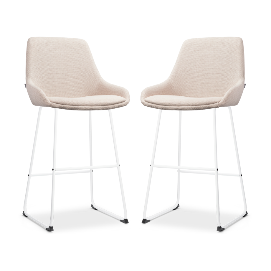 Nino-Isa barkruk beige - wit onderstel - 75 cm - set van 2 Nino-Isa barkruk beige - wit onderstel - 75 cm - set van 2 afbeelding 1