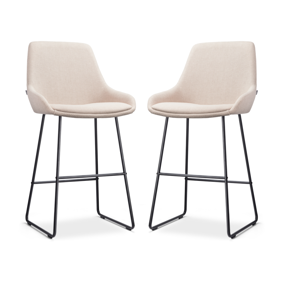 Nino-Isa barkruk beige - zwart onderstel - 65 cm - set van 2 Nino-Isa barkruk beige - zwart onderstel - 65 cm - set van 2 afbeelding 1