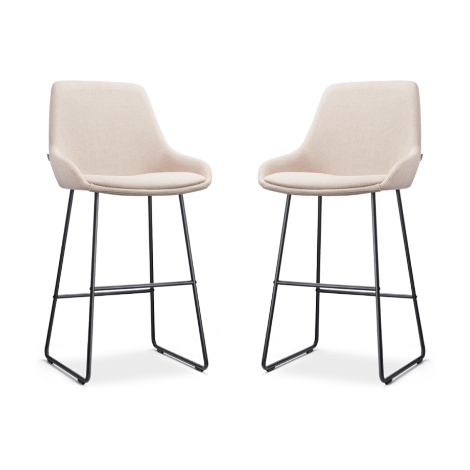 Nino-Isa barkruk beige - zwart onderstel - 75 cm - set van 2 Nino-Isa barkruk beige - zwart onderstel - 75 cm - set van 2 afbeelding 1