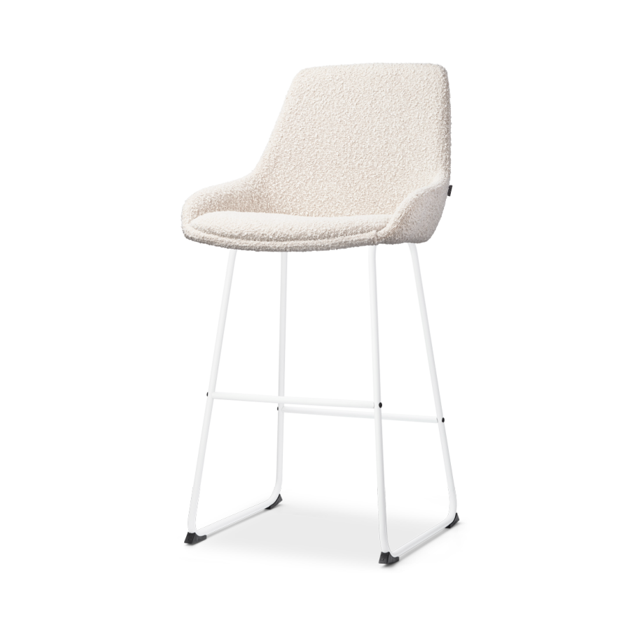 Nino-Isa barkruk bouclé beige - wit onderstel - 75 cm Nino-Isa barkruk bouclé beige - wit onderstel - 75 cm afbeelding 1