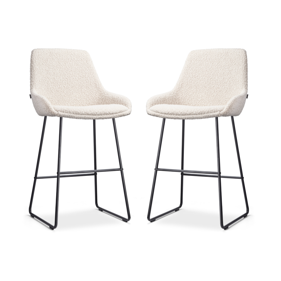 Nino-Isa barkruk bouclé beige - zwart onderstel - 65 cm - set van 2 Nino-Isa barkruk bouclé beige - zwart onderstel - 65 cm - set van 2 afbeelding 1