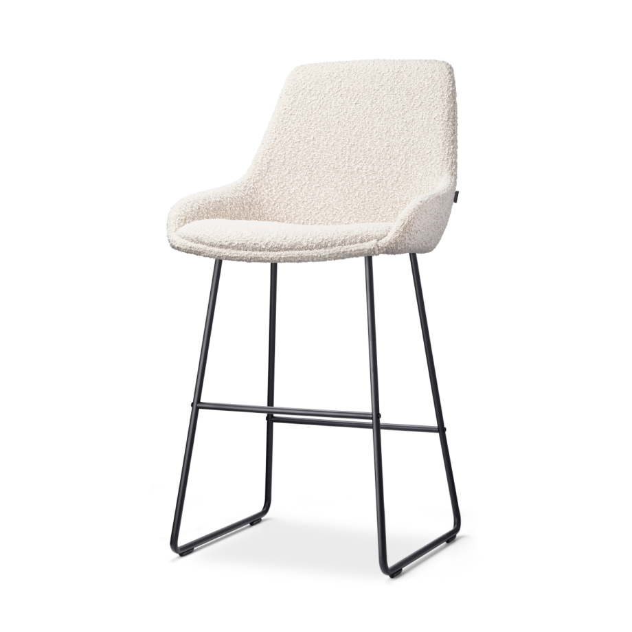 Nino-Isa barkruk bouclé beige - zwart onderstel - 65 cm Nino-Isa barkruk bouclé beige - zwart onderstel - 65 cm afbeelding 1