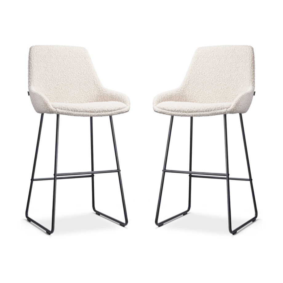 Nino-Isa barkruk bouclé beige - zwart onderstel - 75 cm - set van 2 Nino-Isa barkruk bouclé beige - zwart onderstel - 75 cm - set van 2 afbeelding 1