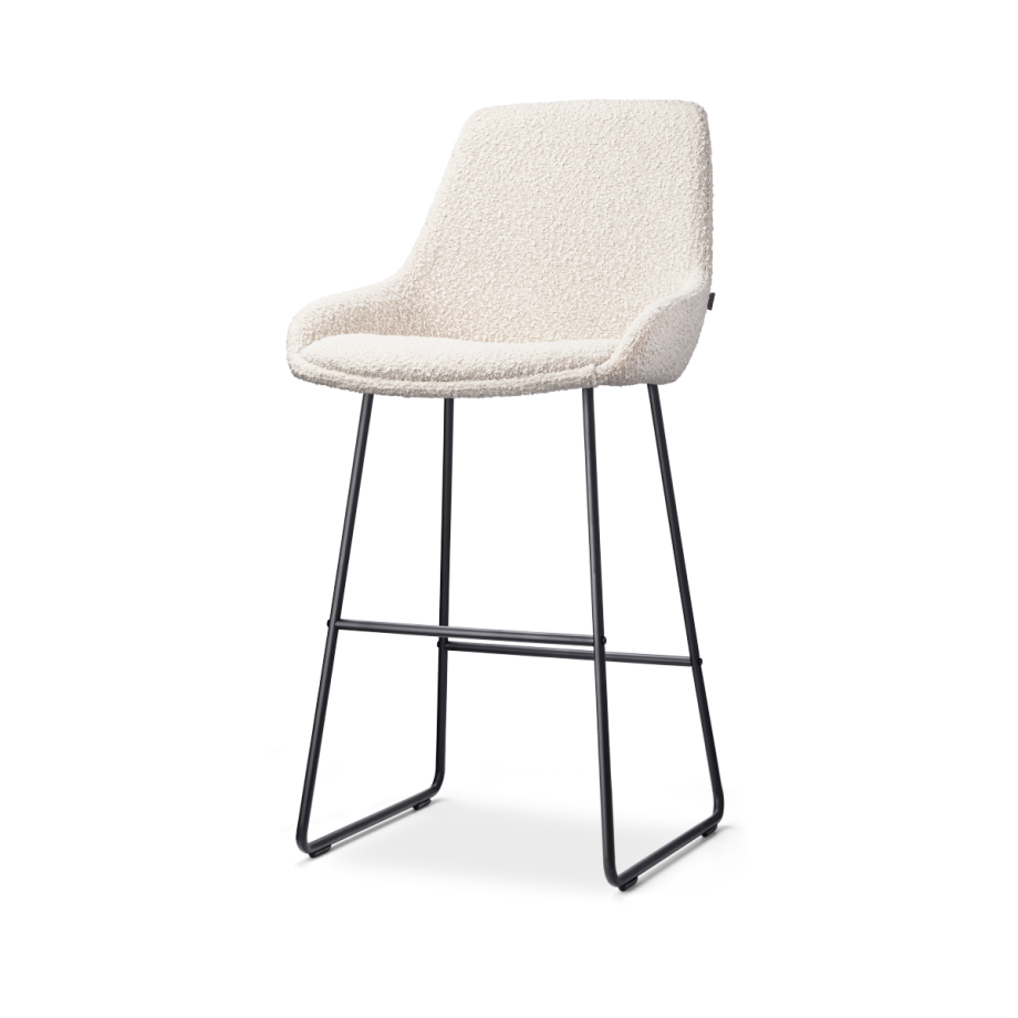 Nino-Isa barkruk bouclé beige - zwart onderstel - 75 cm Nino-Isa barkruk bouclé beige - zwart onderstel - 75 cm afbeelding 1