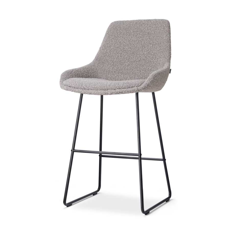 Nino-Isa barkruk bouclé taupe - zwart onderstel - 65 cm Nino-Isa barkruk bouclé taupe - zwart onderstel - 65 cm afbeelding 1