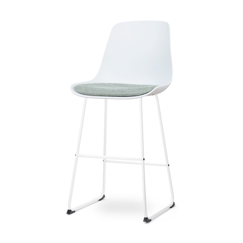 Nino-Liv barkruk wit en zacht groen zitkussen - wit onderstel - 75 cm Nino-Liv barkruk wit en zacht groen zitkussen - wit onderstel - 75 cm afbeelding 1