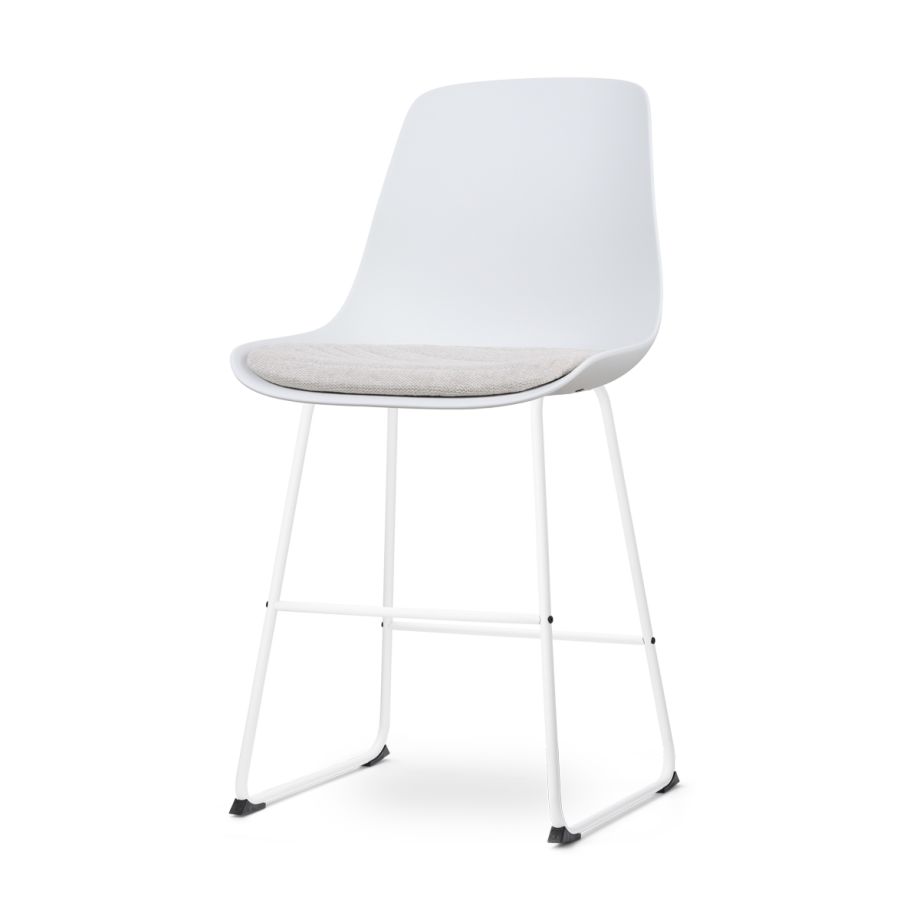 Nino-Liv barkruk wit met beige zitkussen - wit onderstel - 65 cm afbeelding 1