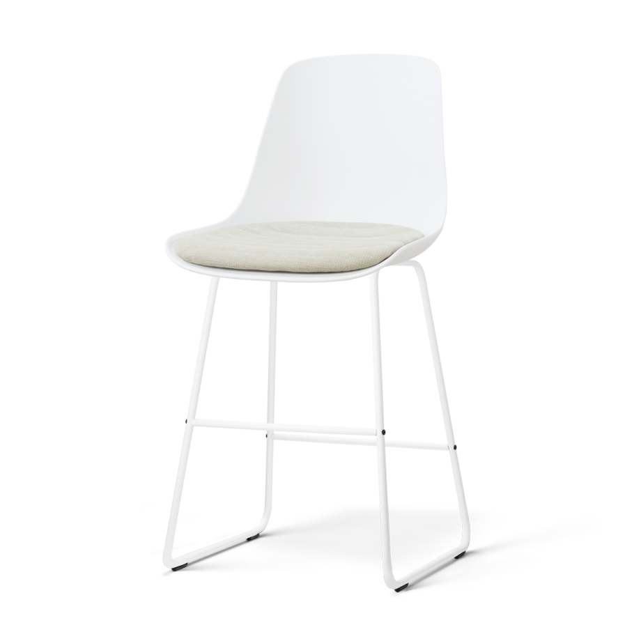 Nino-Liv barkruk wit met naturelbeige zitkussen - wit onderstel - 65 cm afbeelding 1