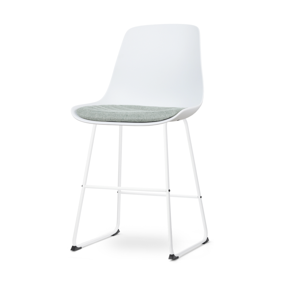 Nino-Liv barkruk wit met zacht groen zitkussen - wit onderstel - 65 cm Nino-Liv barkruk wit met zacht groen zitkussen - wit onderstel - 65 cm afbeelding 1