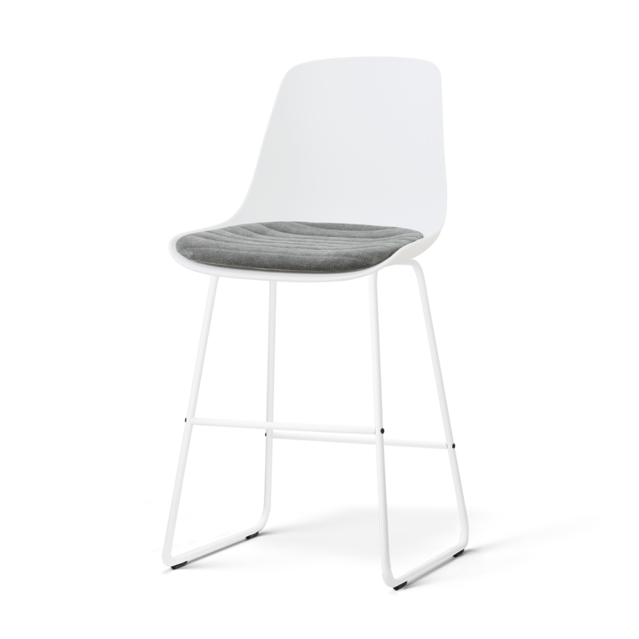 Nino-Liv barkruk wit met zeegrijs zitkussen - wit onderstel - 65 cm afbeelding 1