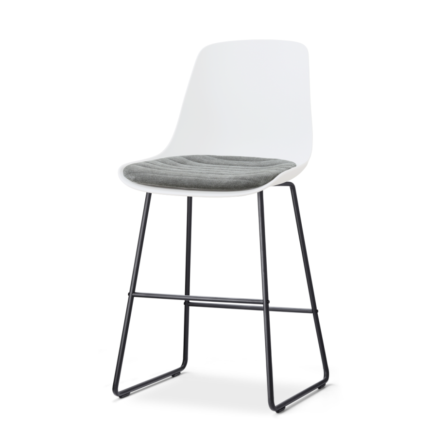 Nino-Liv barkruk wit met zeegrijs zitkussen - zwart onderstel - 65 cm afbeelding 1