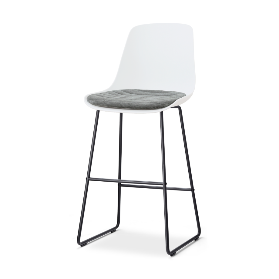 Nino-Liv barkruk wit met zeegrijs zitkussen - zwart onderstel - 75 cm afbeelding 1