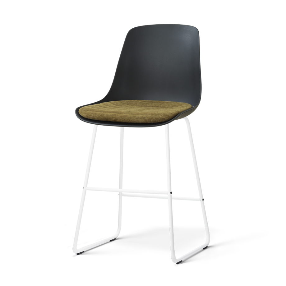 Nino-Liv barkruk zwart met mosgroen zitkussen - wit onderstel - 65 cm Nino-Liv barkruk zwart met mosgroen zitkussen - wit onderstel - 65 cm afbeelding 1