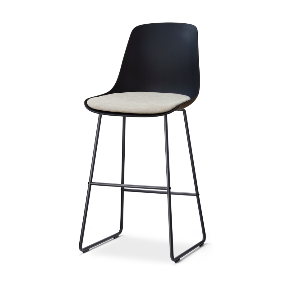 Nino-Liv barkruk zwart met naturelbeige zitkussen - zwart onderstel - 75 cm Nino-Liv barkruk zwart met naturelbeige zitkussen - zwart onderstel - 75 cm afbeelding 1