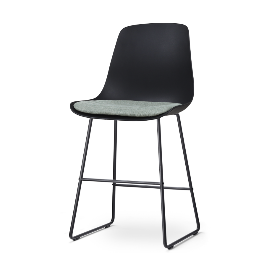 Nino-Liv barkruk zwart met zacht groen zitkussen - zwart onderstel - 65 cm Nino-Liv barkruk zwart met zacht groen zitkussen - zwart onderstel - 65 cm afbeelding 1