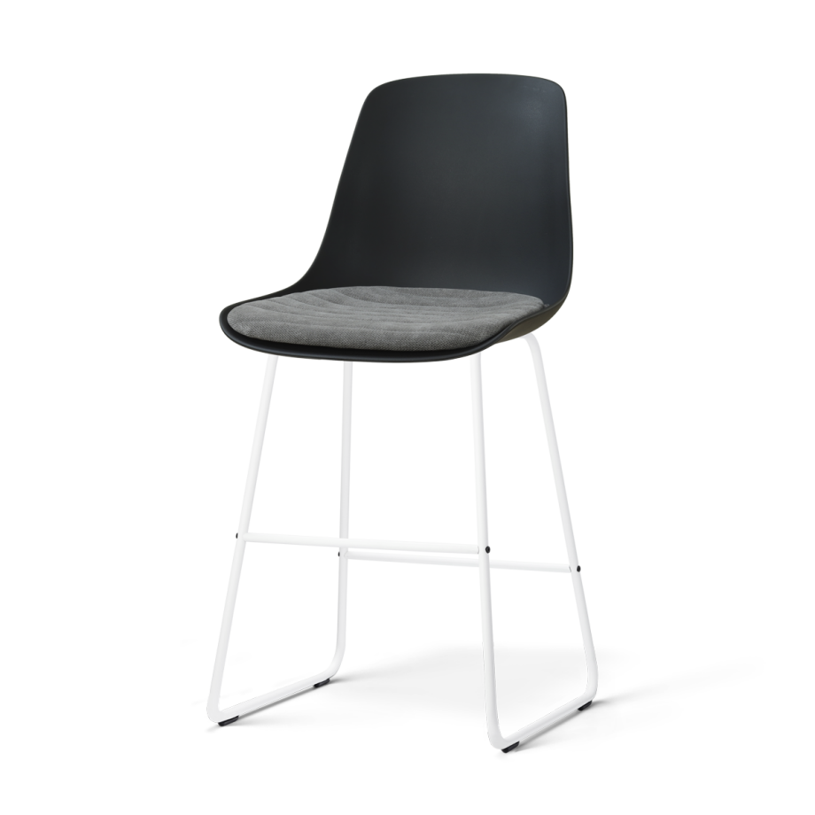 Nino-Liv barkruk zwart met zeegrijs zitkussen - wit onderstel - 65 cm Nino-Liv barkruk zwart met zeegrijs zitkussen - wit onderstel - 65 cm afbeelding 1