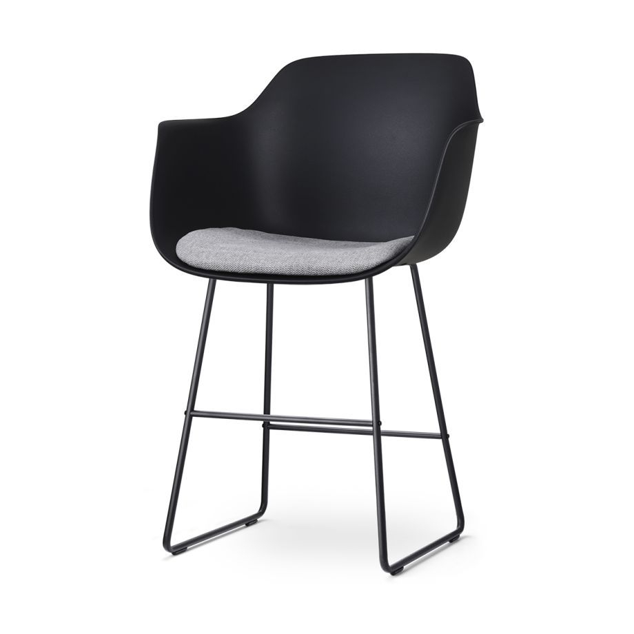 Nino-Liz bakruk zwart met lichtgrijs zitkussen - zwart onderstel - 65 cm afbeelding 1