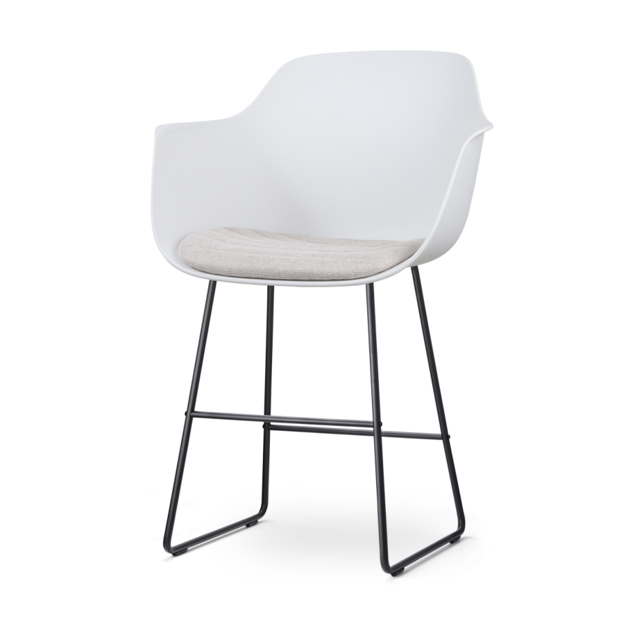 Nino-Liz barkruk wit met beige zitkussen - zwart onderstel - 65 cm afbeelding 1