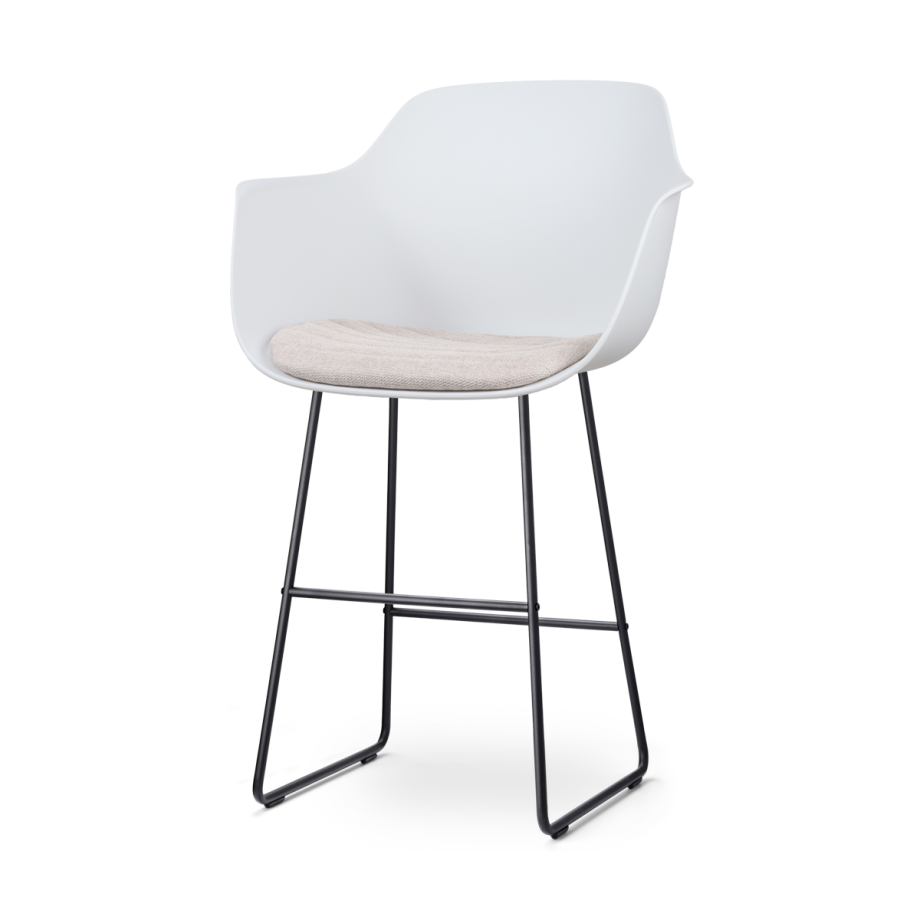 Nino-Liz barkruk wit met beige zitkussen - zwart onderstel - 75 cm Nino-Liz barkruk wit met beige zitkussen - zwart onderstel - 75 cm afbeelding 1