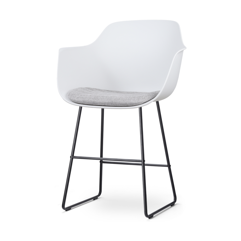 Nino-Liz barkruk wit met lichtgrijs zitkussen - zwart onderstel - 65 cm afbeelding 1