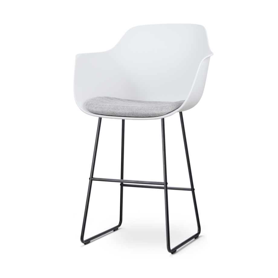 Nino-Liz barkruk wit met lichtgrijs zitkussen - zwart onderstel - 75 cm Nino-Liz barkruk wit met lichtgrijs zitkussen - zwart onderstel - 75 cm afbeelding 1