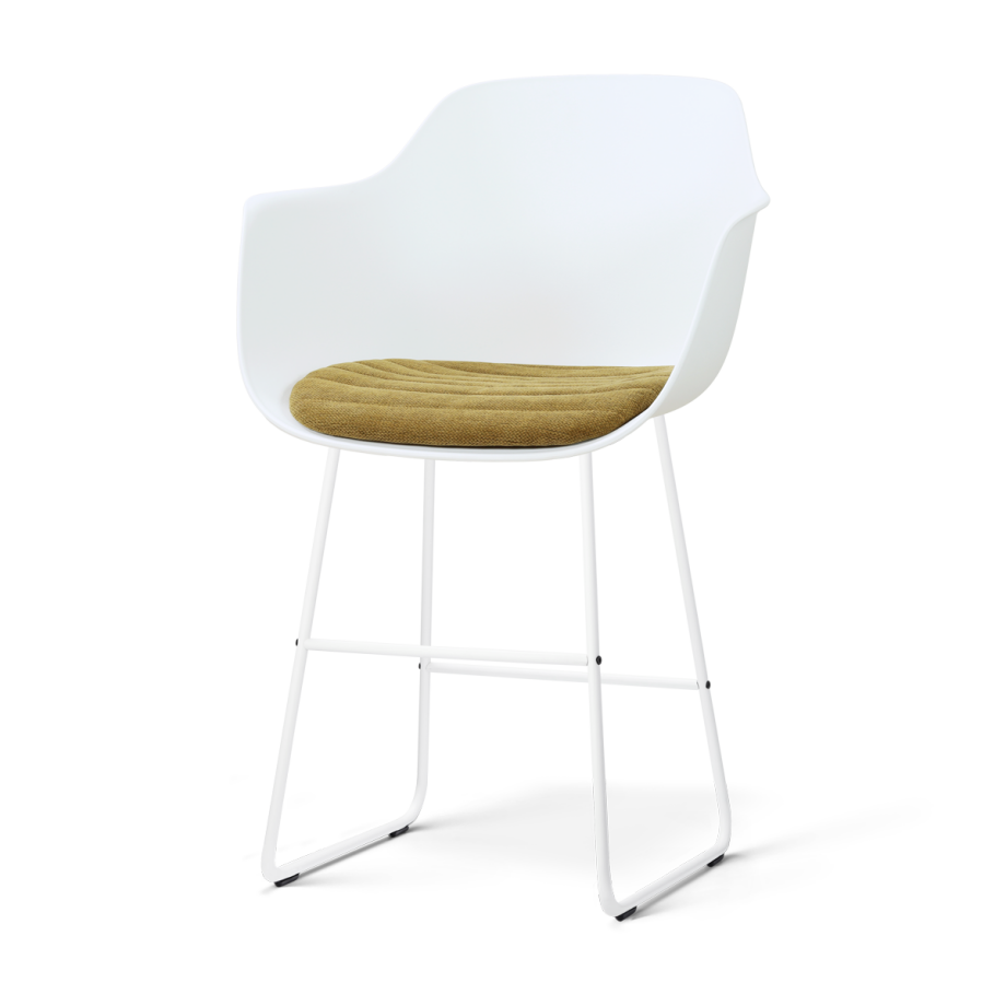 Nino-Liz barkruk wit met mosgroen zitkussen - wit onderstel - 65 cm afbeelding 1