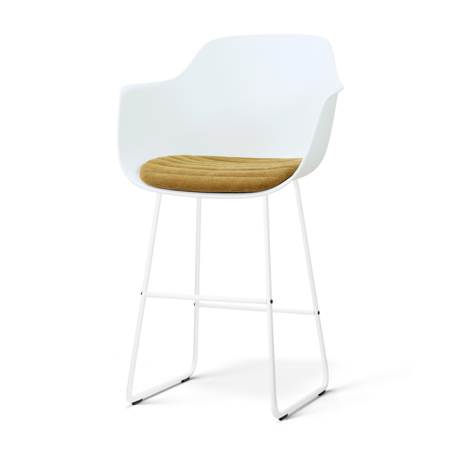 Nino-Liz barkruk wit met mosgroen zitkussen - wit onderstel - 75 cm afbeelding 1