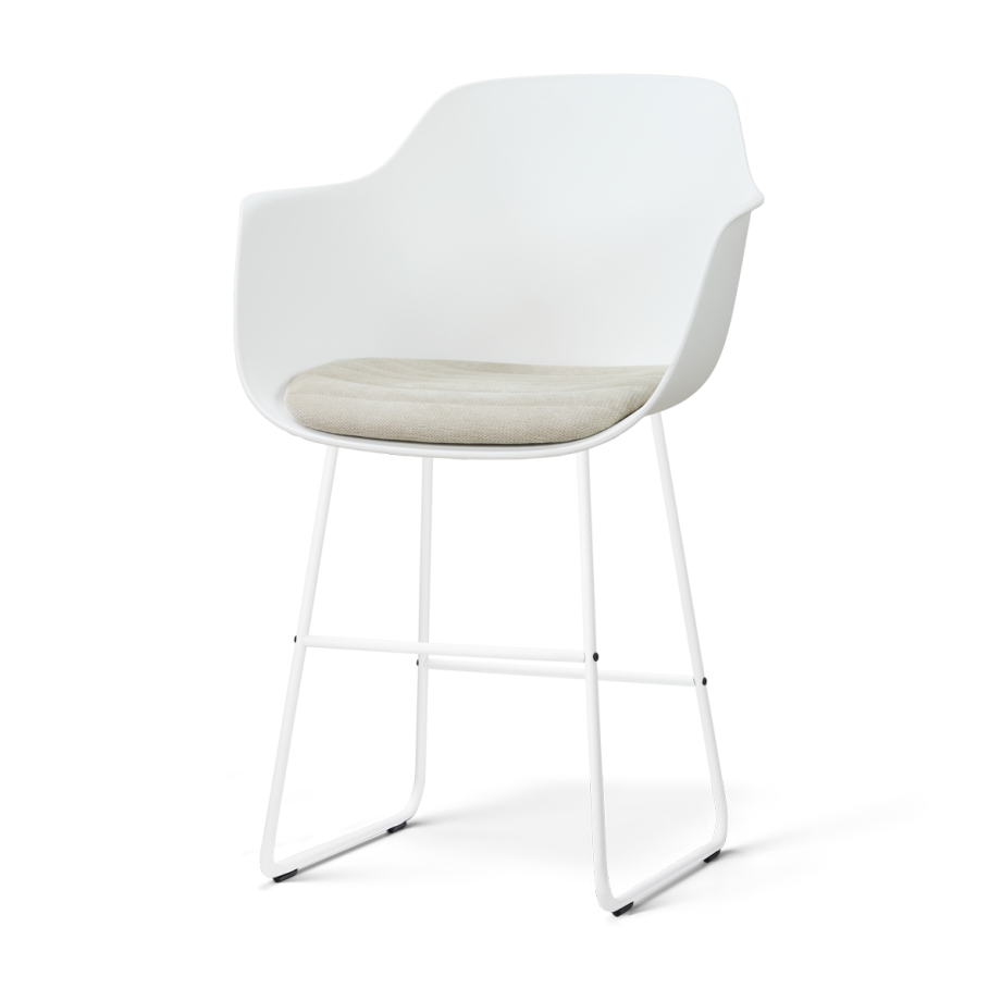 Nino-Liz barkruk wit met naturelbeige zitkussen - wit onderstel - 65 cm afbeelding 1