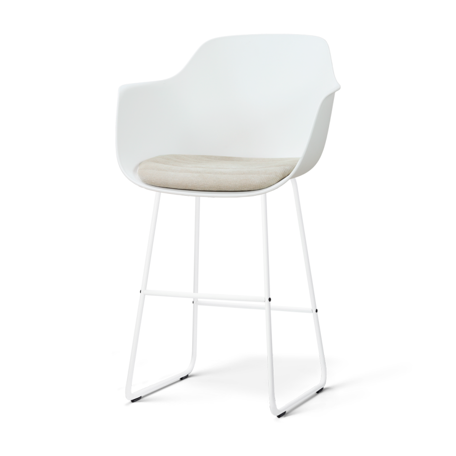 Nino-Liz barkruk wit met naturelbeige zitkussen - wit onderstel - 75 cm afbeelding 1