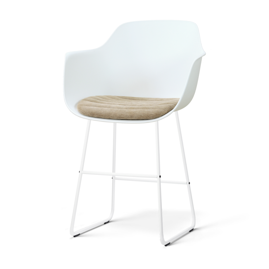 Nino-Liz barkruk wit met nougatbruin zitkussen - wit onderstel - 65 cm afbeelding 1