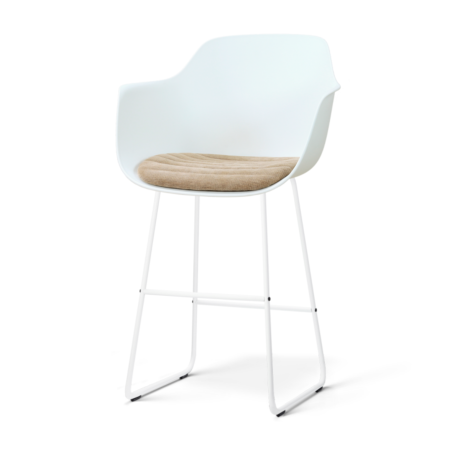 Nino-Liz barkruk wit met nougatbruin zitkussen - wit onderstel - 75 cm afbeelding 1