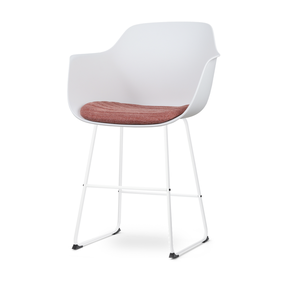 Nino-Liz barkruk wit met terracotta rood zitkussen - wit onderstel - 65 cm Nino-Liz barkruk wit met terracotta rood zitkussen - wit onderstel - 65 cm afbeelding 1